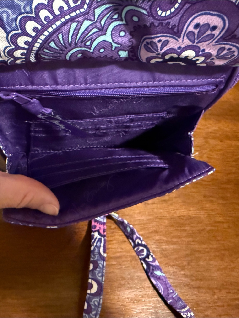 Vera Bradley Purple Floral Quilted Crossbody Wallet